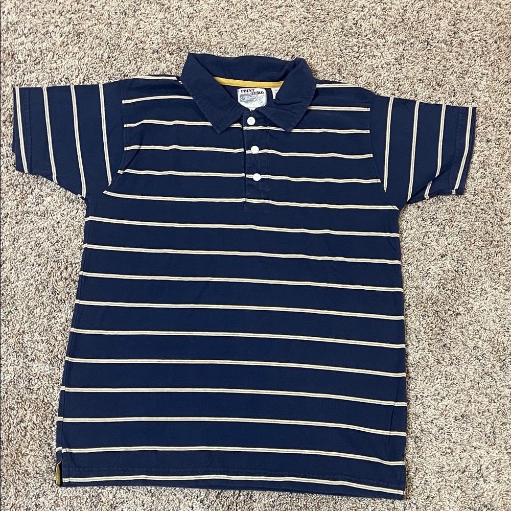Point Zero Navy Striped Polo Shirt